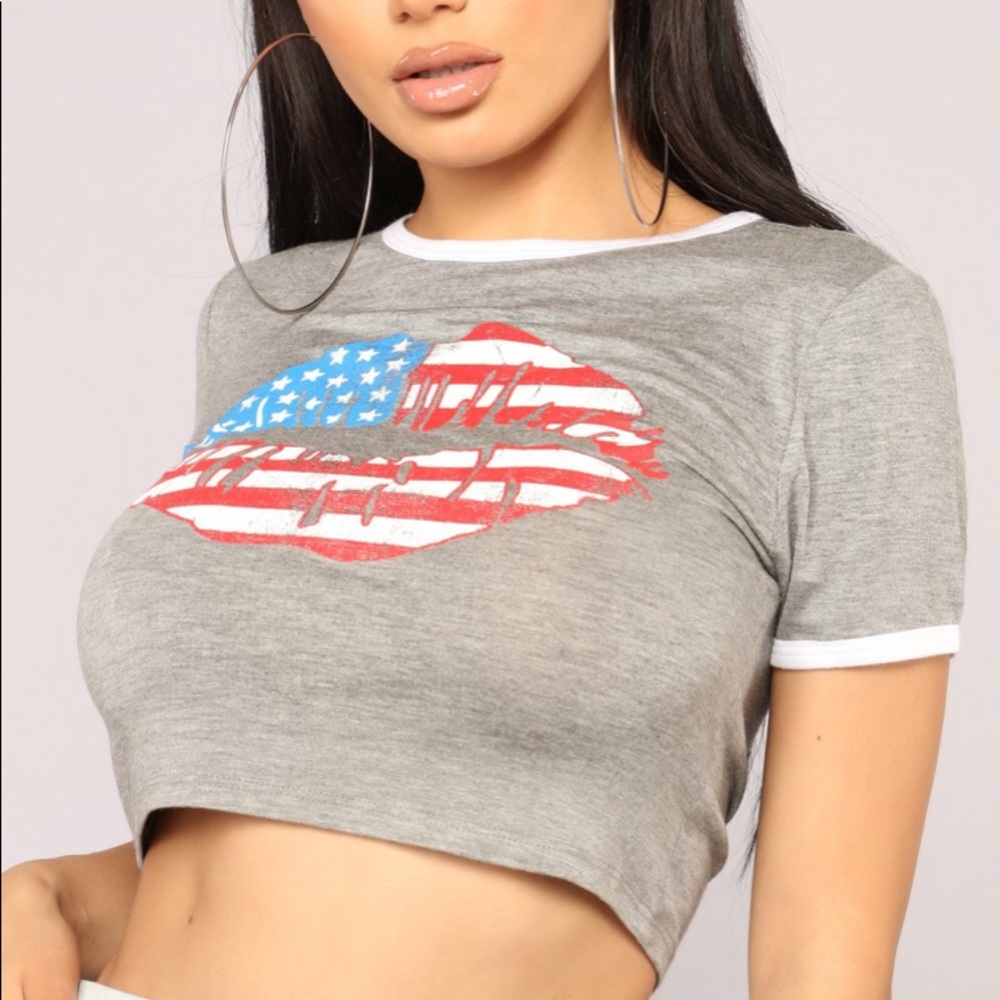American Lips Tee - Heather Grey